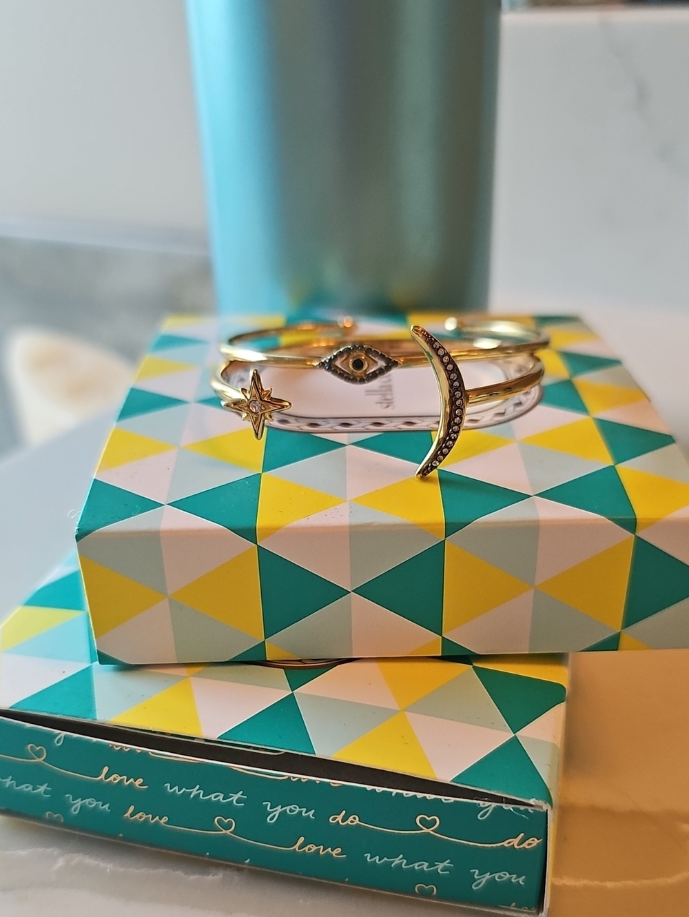 Stella And Dot Gold-Tone Celestial Moon & Star Bangle Set